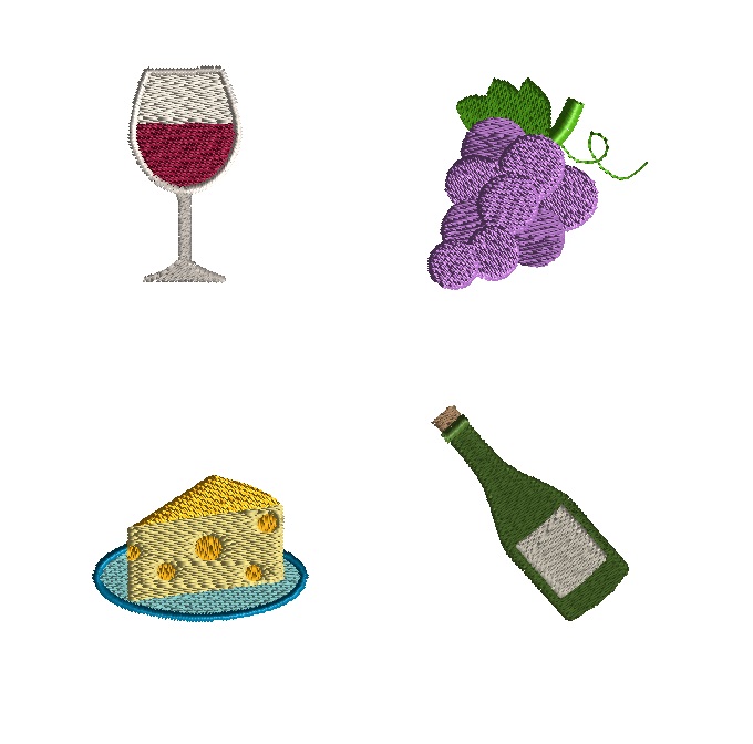 Mini Wine Machine Embroidery Design Set 3 Sizes Each