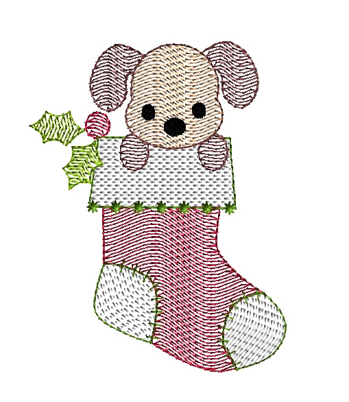 puppy in stocking quick stitch