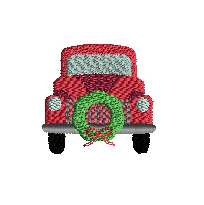 mini vintage truck front w wreath