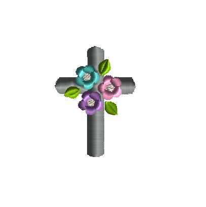 Mini cross with flowers 2 machine embroidery design