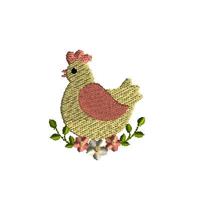 Floral Chicken Coaster - Instant Downloadable Machine Embroidery - Light  Fill Stitch
