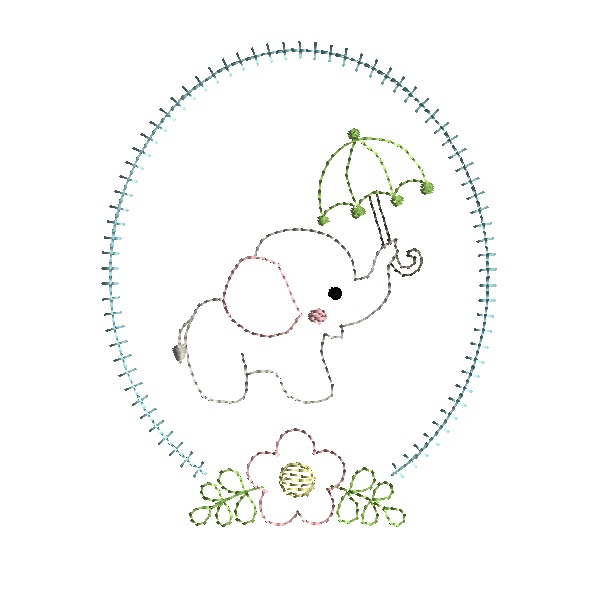 set of 3 types Machine Embroidery Designs for 5x7 SET Little Elephant set with umbrella