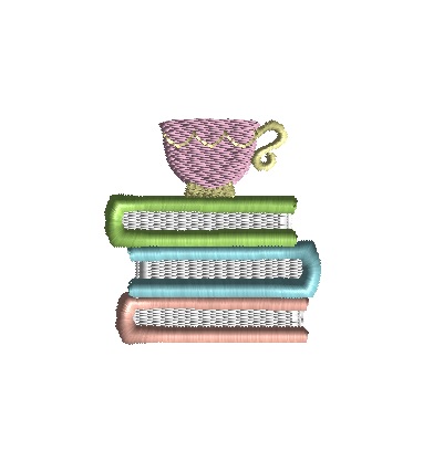 Mini Books and Coffee Machine Embroidery Design 