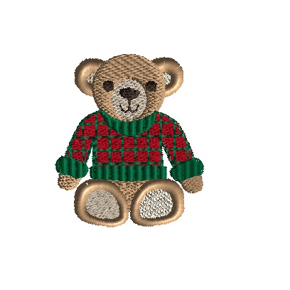Mini Teddy Bear in Sweater Machine Embroidery Design