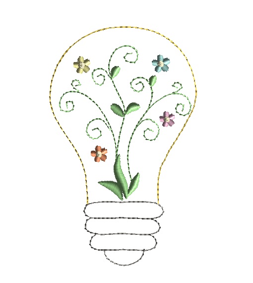 EMBROIDERY PATTERN Floral Lightbulb 