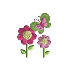 Mini Flowers with Butterfly Machine Embroidery Design