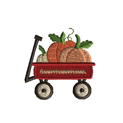 mini pumpkins in wagon
