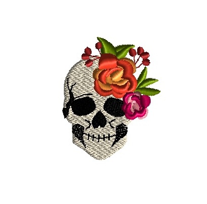 mini skull with flowers