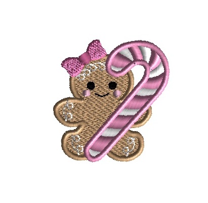 mini gingerbread girl with candy cane